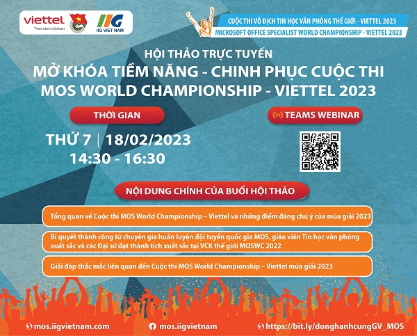 Hội thảo trực tuyến: “Mở khóa tiềm năng – Chinh phục Cuộc thi Vô địch Tin học văn phòng thế giới – Viettel 2023”